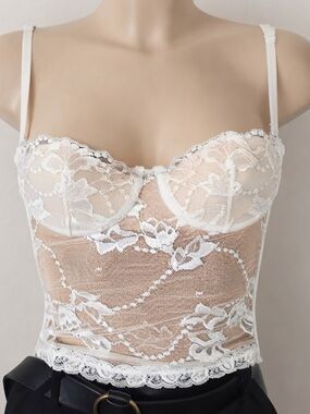 NWOT La Perla Sheer Lace Bustier in Ivory